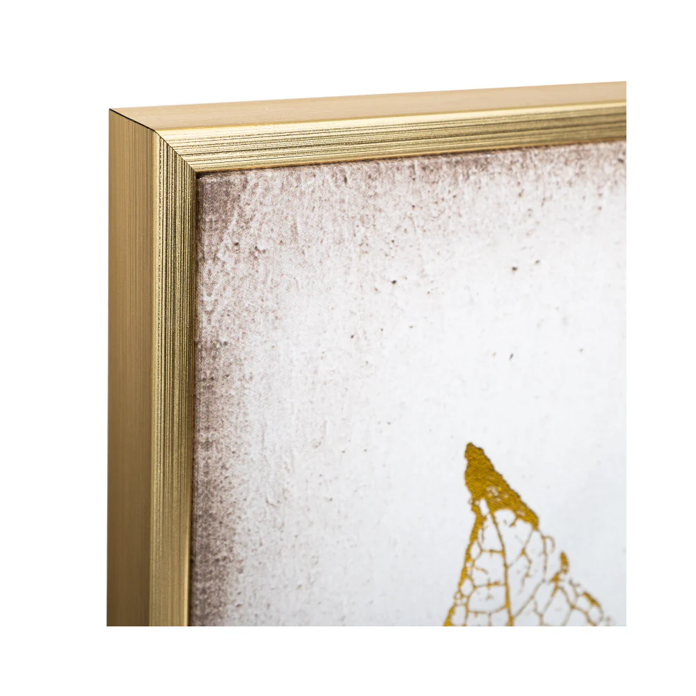 Atmosphera Three Feathers Framed Canvas Wall Art | 58 x 58cm, Gold - Image 3