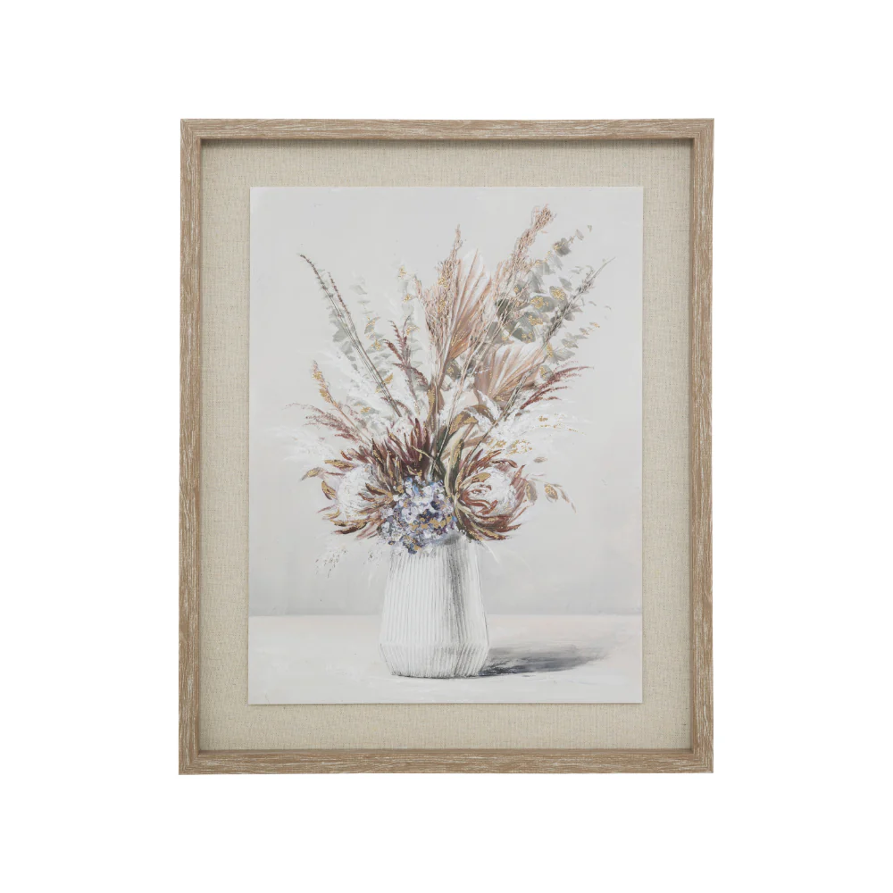 Atmosphera Tiana Beige Botanical Framed Canvas Wall Art | 40 x 50cm