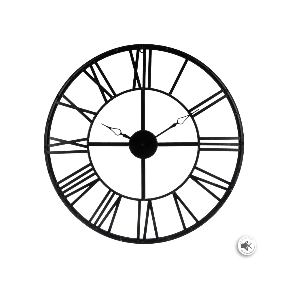 Atmosphera Vintage Skeleton Metal Wall Clock | 69cm, Black, Roman Numerals - Image 3