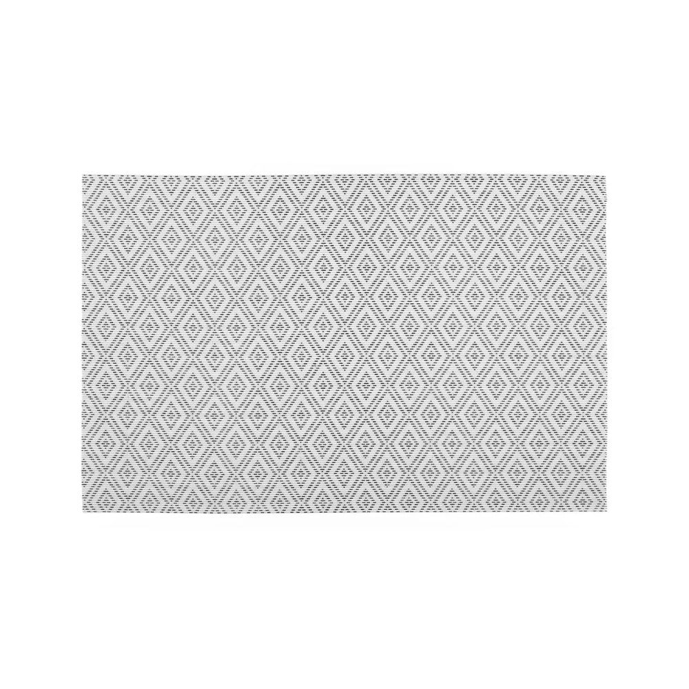 Atmosphera White Geometric Placemat | 45 x 30cm, Monochrome Trellis