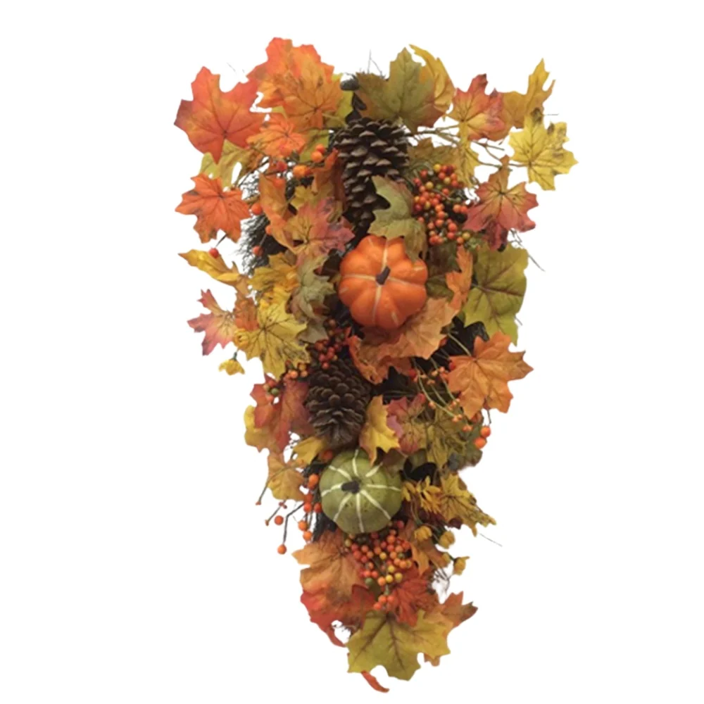 Autumn Collection Fall Leaves Pine Cone & Pumpkin Tear Drop