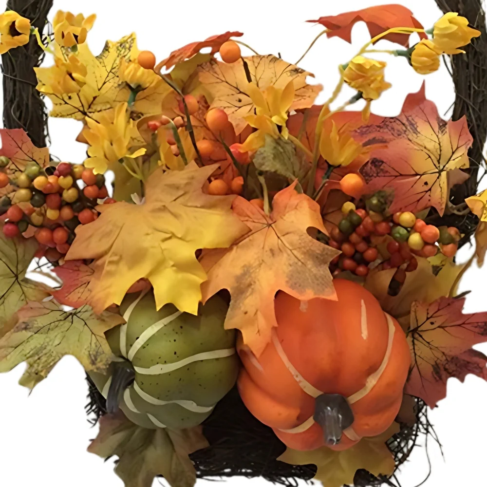 Autumn Collection Fall Leaves & Pumpkin Basket | 40cm - Image 2