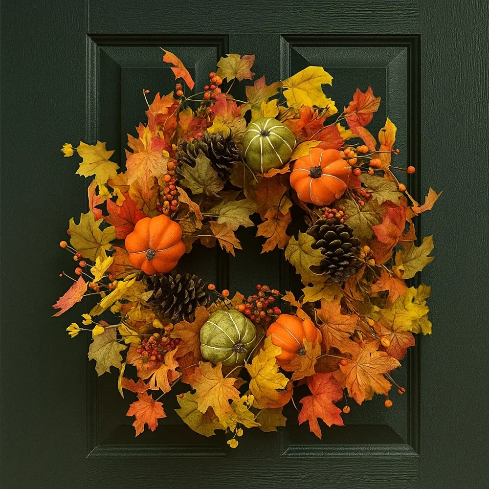 Autumn Collection Fall Leaves & Pumpkin Wreath | 61cm - Image 3