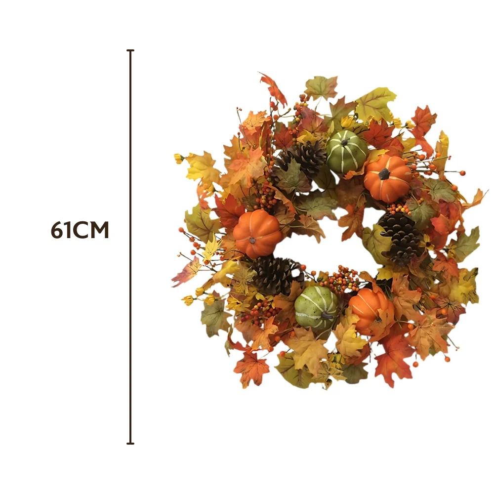 Autumn Collection Fall Leaves & Pumpkin Wreath | 61cm - Image 4