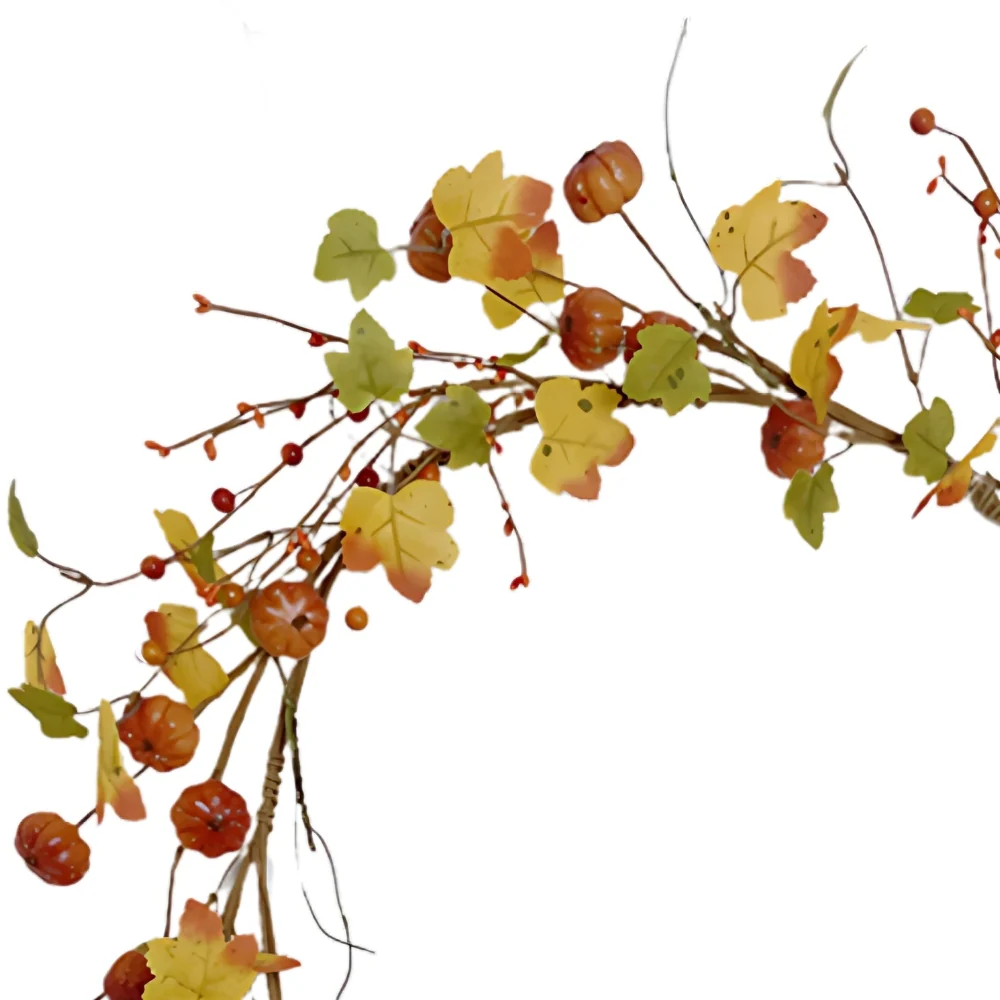 Autumn Collection Mini Pumpkins Leaves Garland | 152cm - Image 2