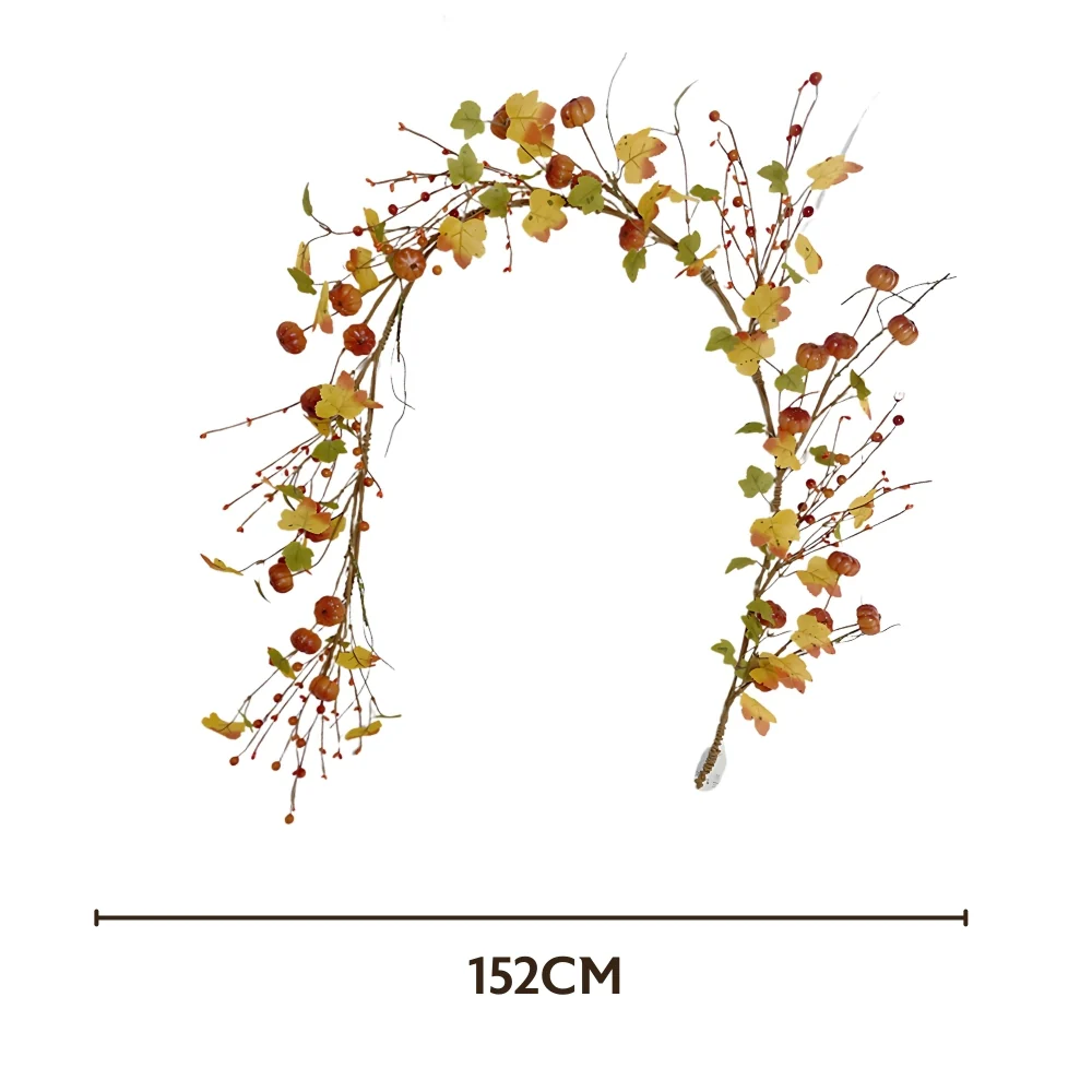 Autumn Collection Mini Pumpkins Leaves Garland | 152cm - Image 3