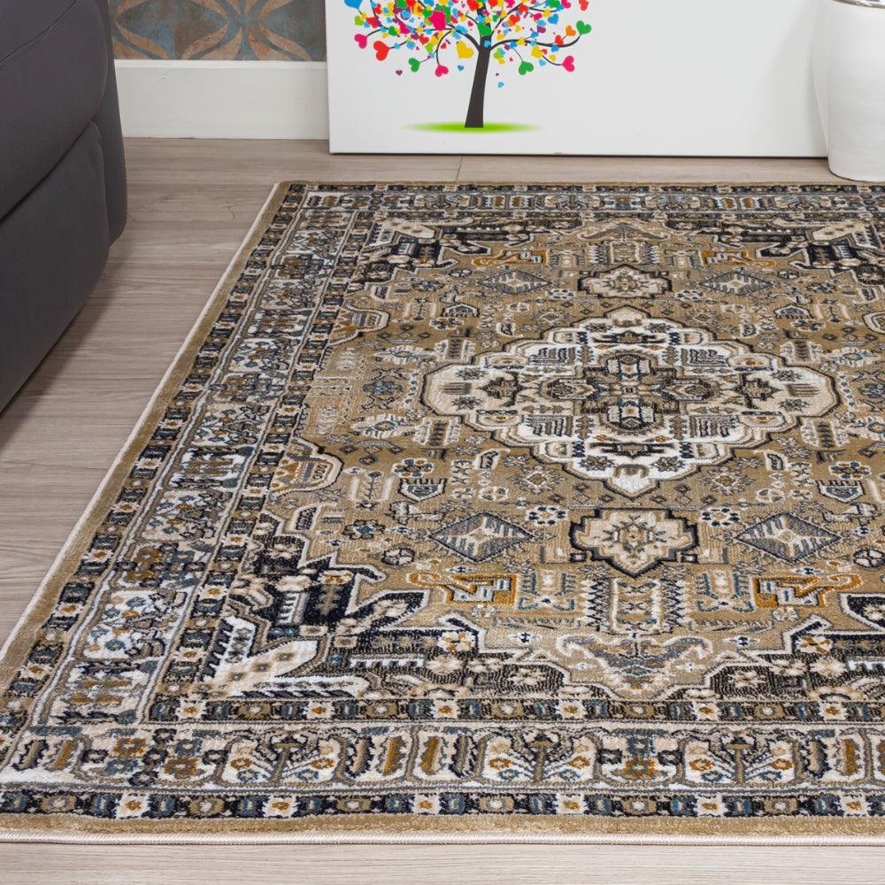 Aziza Medallion Beige Rug | Classic Elegance & Plush Comfort - Image 2