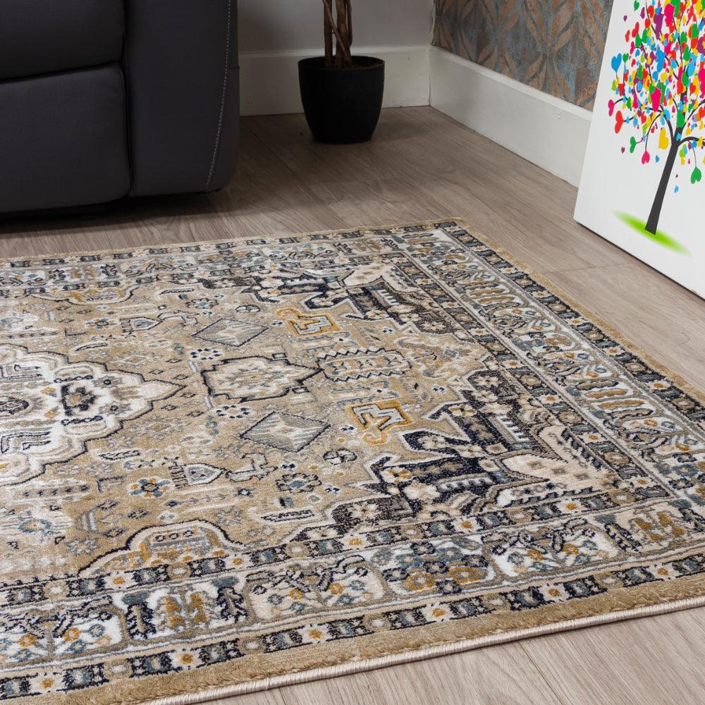 Aziza Medallion Beige Rug | Classic Elegance & Plush Comfort - Image 5