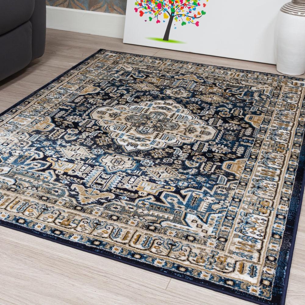Aziza Medallion Navy Rug | Timeless Design for Every Home - Image 3