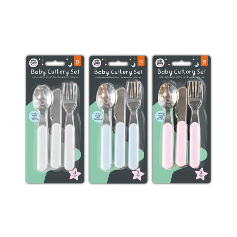 Baby Cutlery Set Pack of 3 Toddler Utensils | 12+ Months, Spoon, Fork and Knife