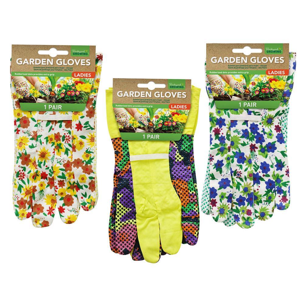Backyard Growing Assorted Design Ladies Garden Gloves | 1 Pair