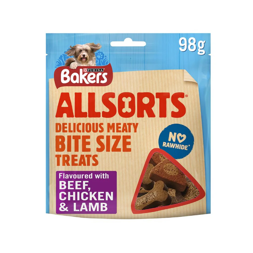Bakers Allsorts Chicken, Beef and Lamb Dog Treats | Assorted Shapes, 98g