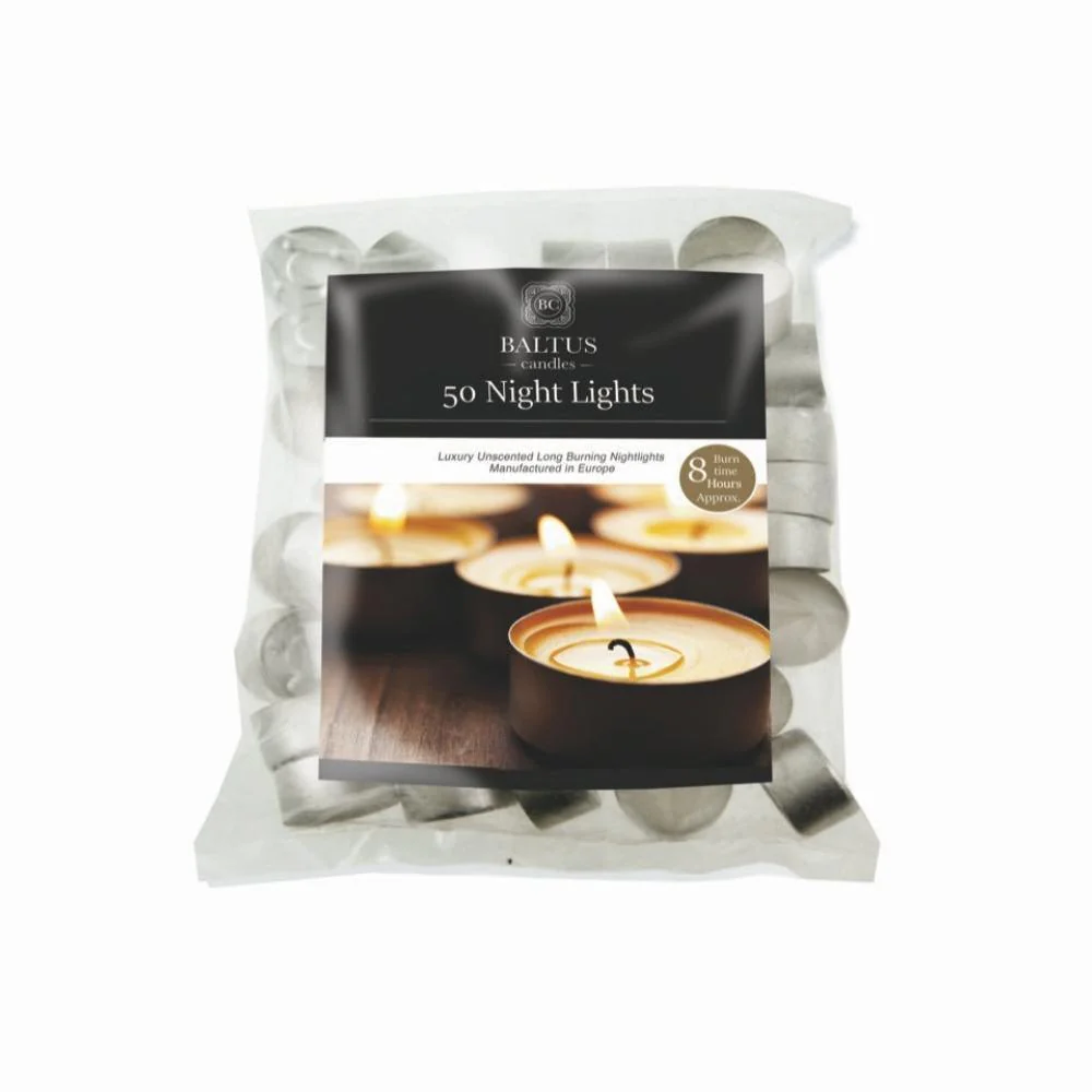 Baltus Unscented Night Light Candles | Pack of 50 | 8 Hour Burn Time