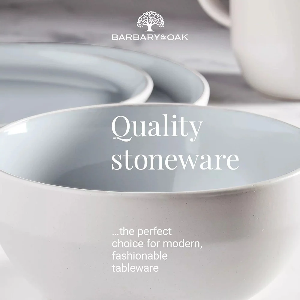 Barbary & Oak Oslo Dinnerware Set | Grey, 16 Pieces, Glazed Finish - Image 5