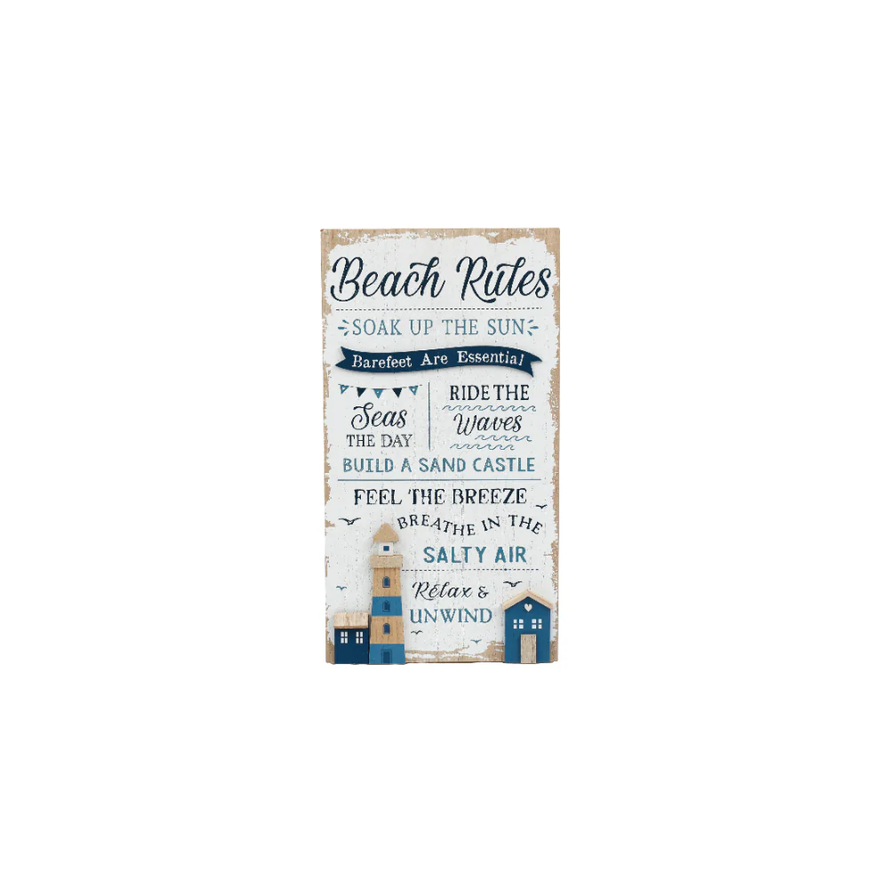 Beach Rules Decorative Plaque Sign | 48cm