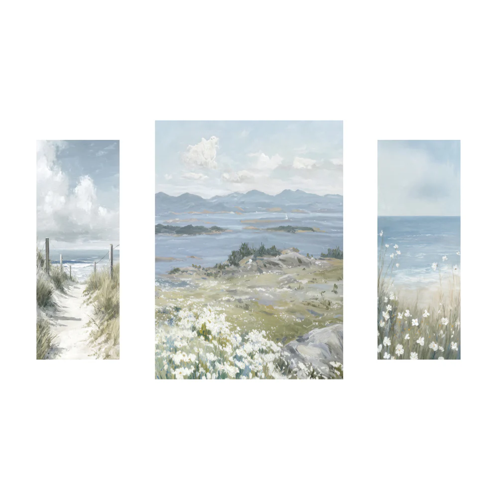 Beach View Coastal Canvas Wall Art Set | Assorted Designs, Set of 3