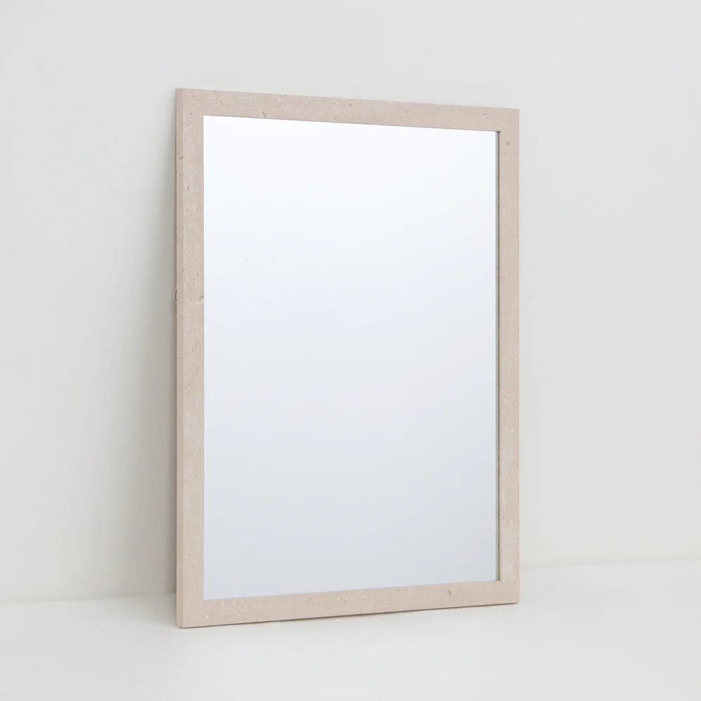 Beige Marble Effect Rectangular Framed Wall Mirror | 40 x 50cm