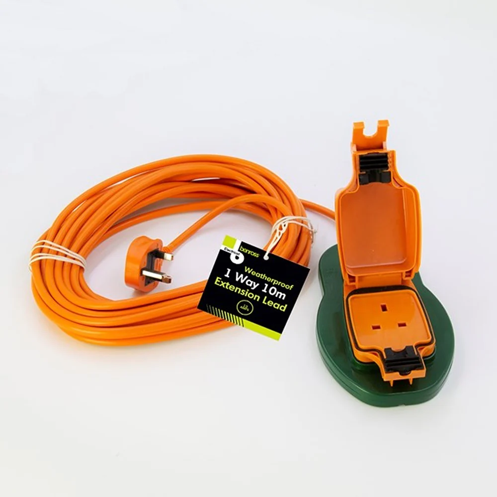 Benross 10m Outdoor Extension Lead 1 Way | Weatherproof, High-Visibility Orange