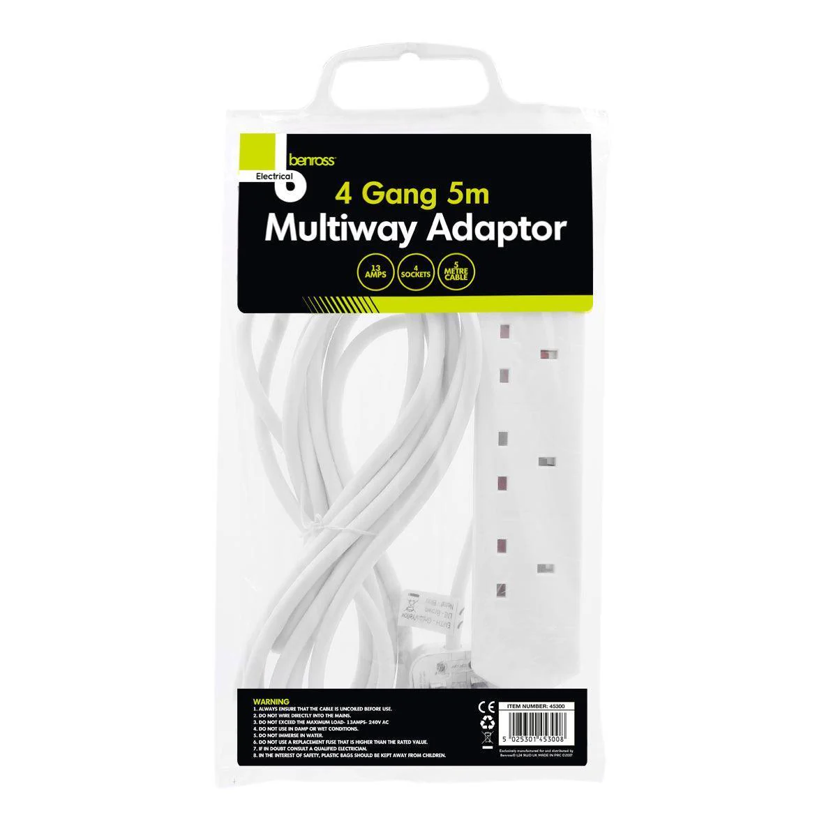 Benross 4 Gang Multiway Adaptor | 5m