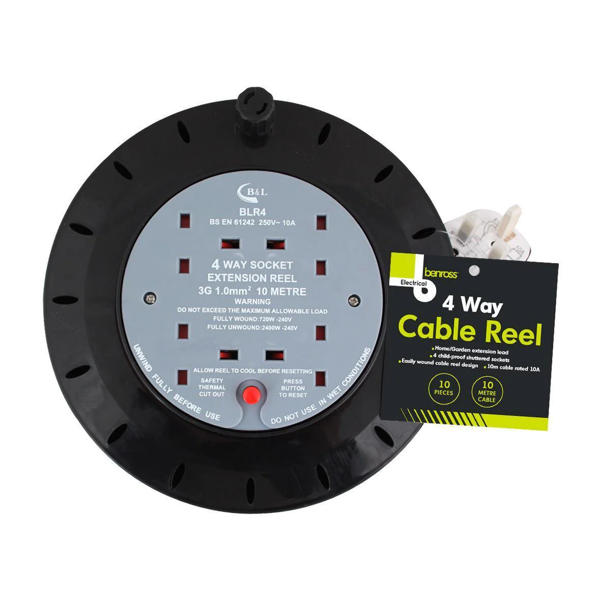 Benross 4 Way Cable Reel | 10m