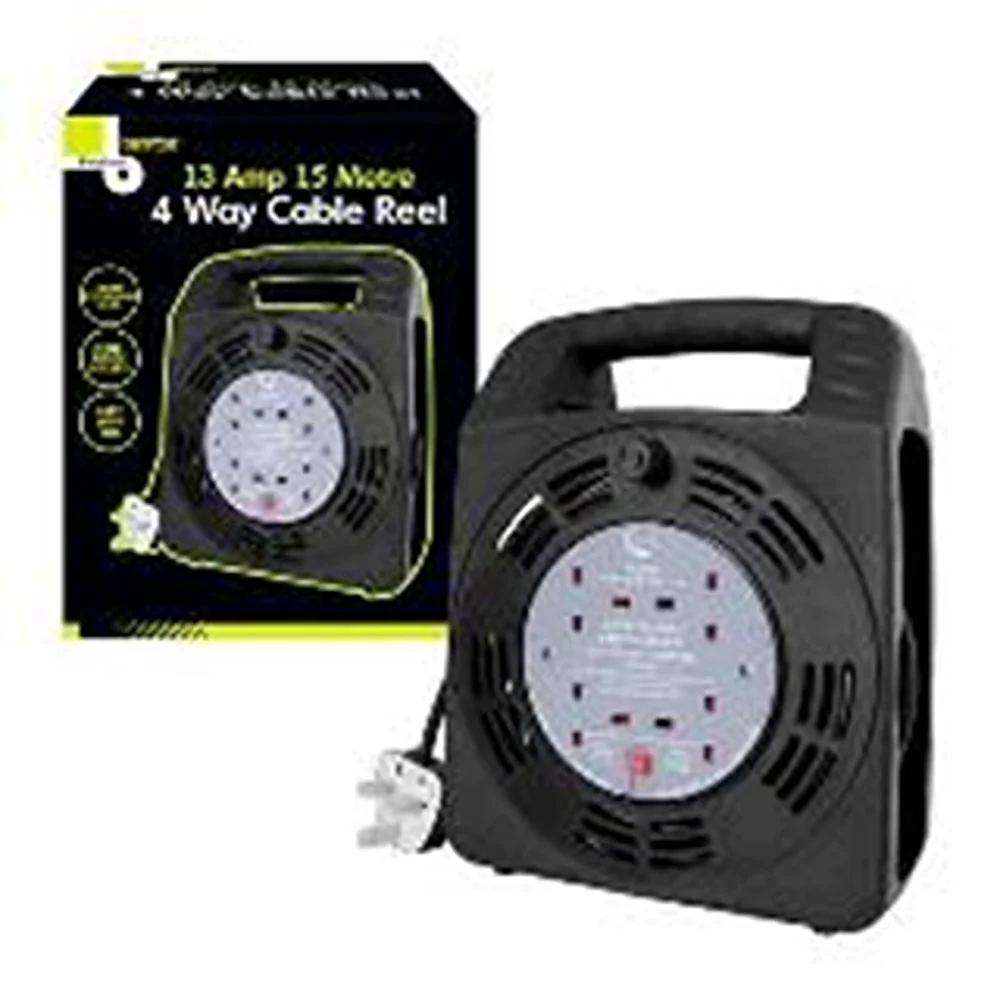 Benross 4-Way Cable Reel 15m Black