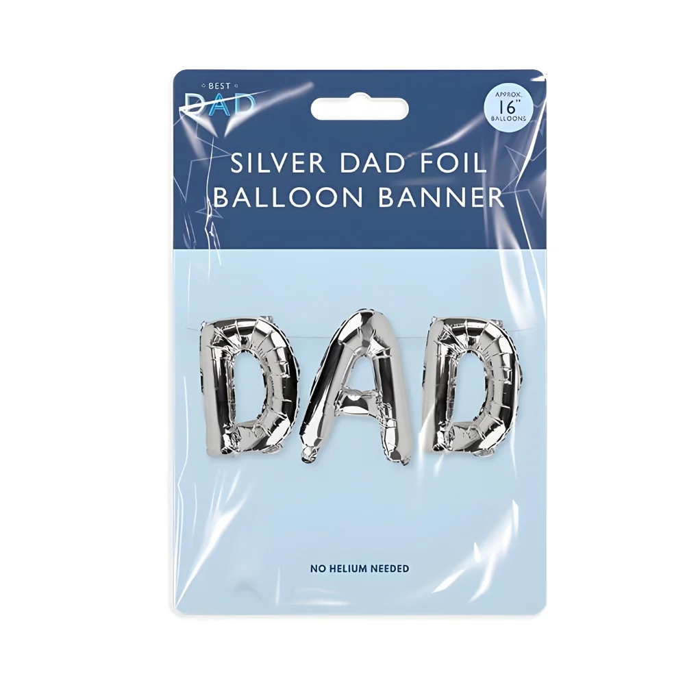 Best Dad Foil Letter Balloon Banner | 16" Blue & Silver - Image 3