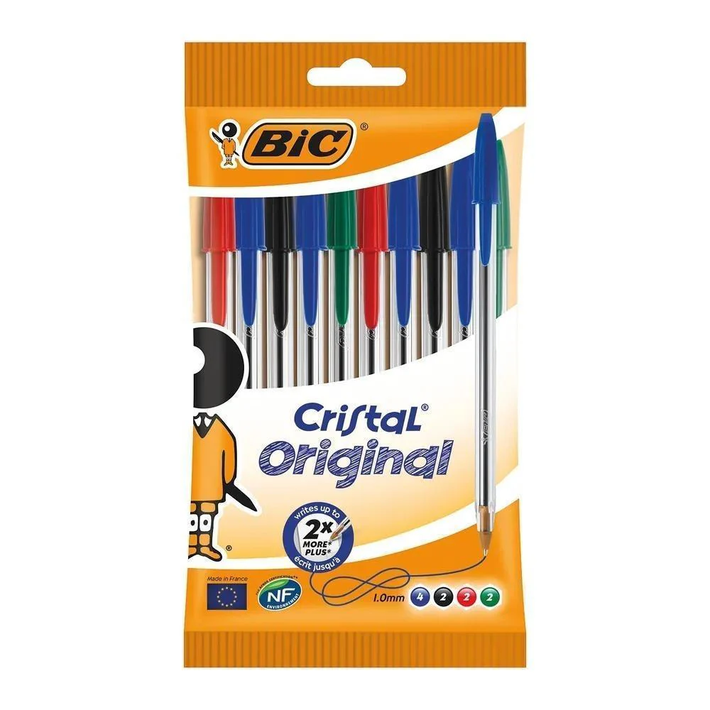 Bic Cristal Ballpoint Pen Medium Assorted | Pack of 10 | Ideal for School