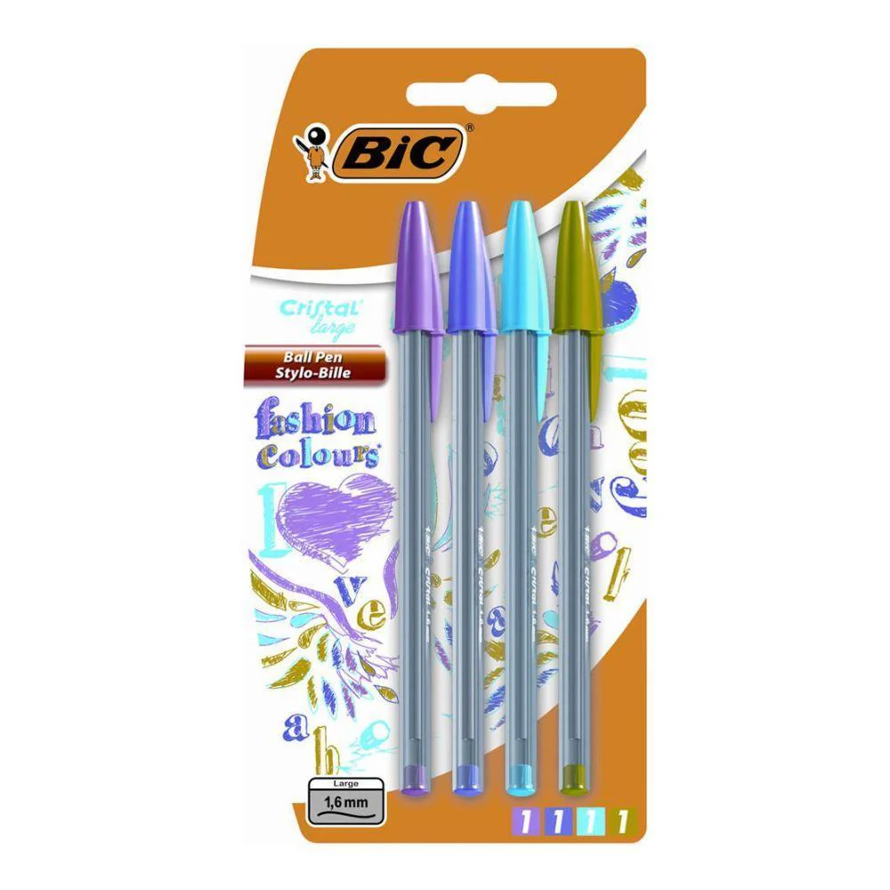 BIC Cristal Fashion Colours Ballpoint Pens | Pack of 4