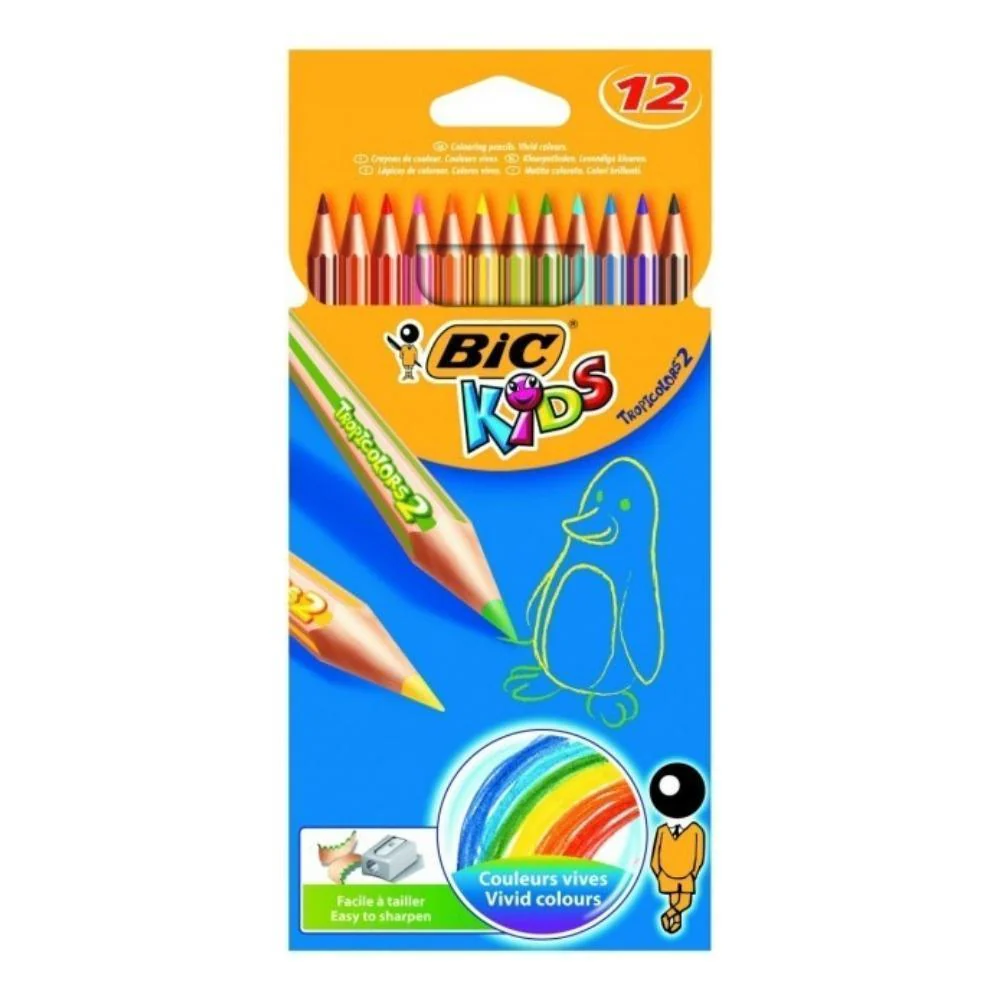 BIC Kids Tropicolors 2 Colouring Pencils | 12 Pack | Vivid Colours