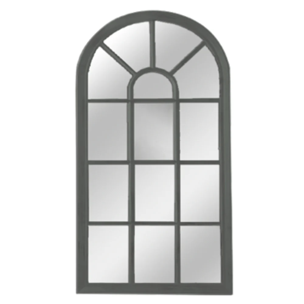 Black Arched Windowpane Wall Mirror | 35 x 70cm, Multi-Panel Frame