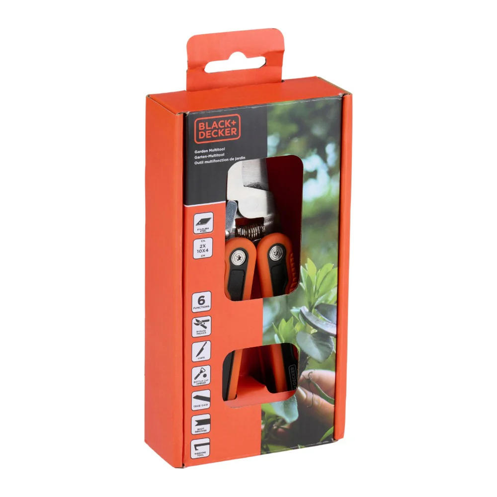 Black + Decker 6-in-1 Stainless Steel Garden Multitool | Pruner, Saw and Weeder