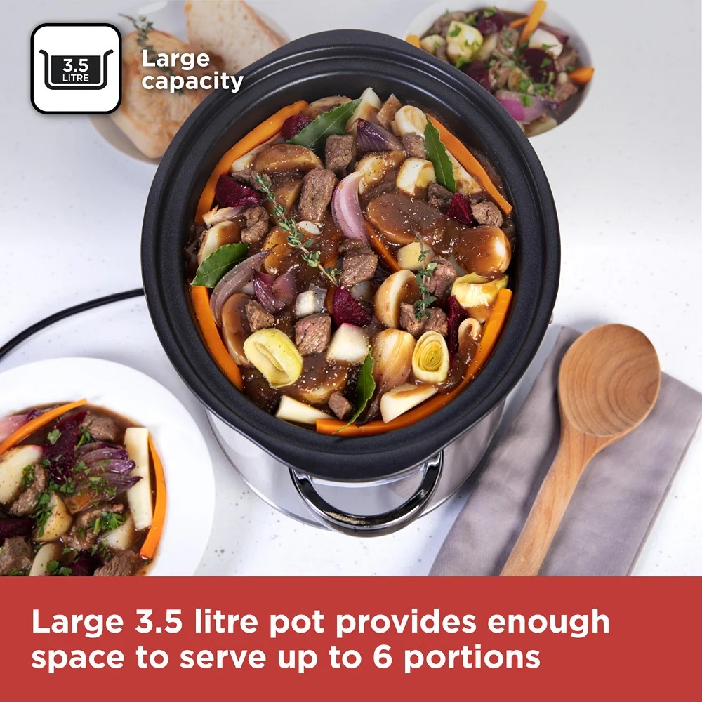 Black + Decker Digital Slow Cooker | 3.5L, Stainless Steel, LED Display - Image 3