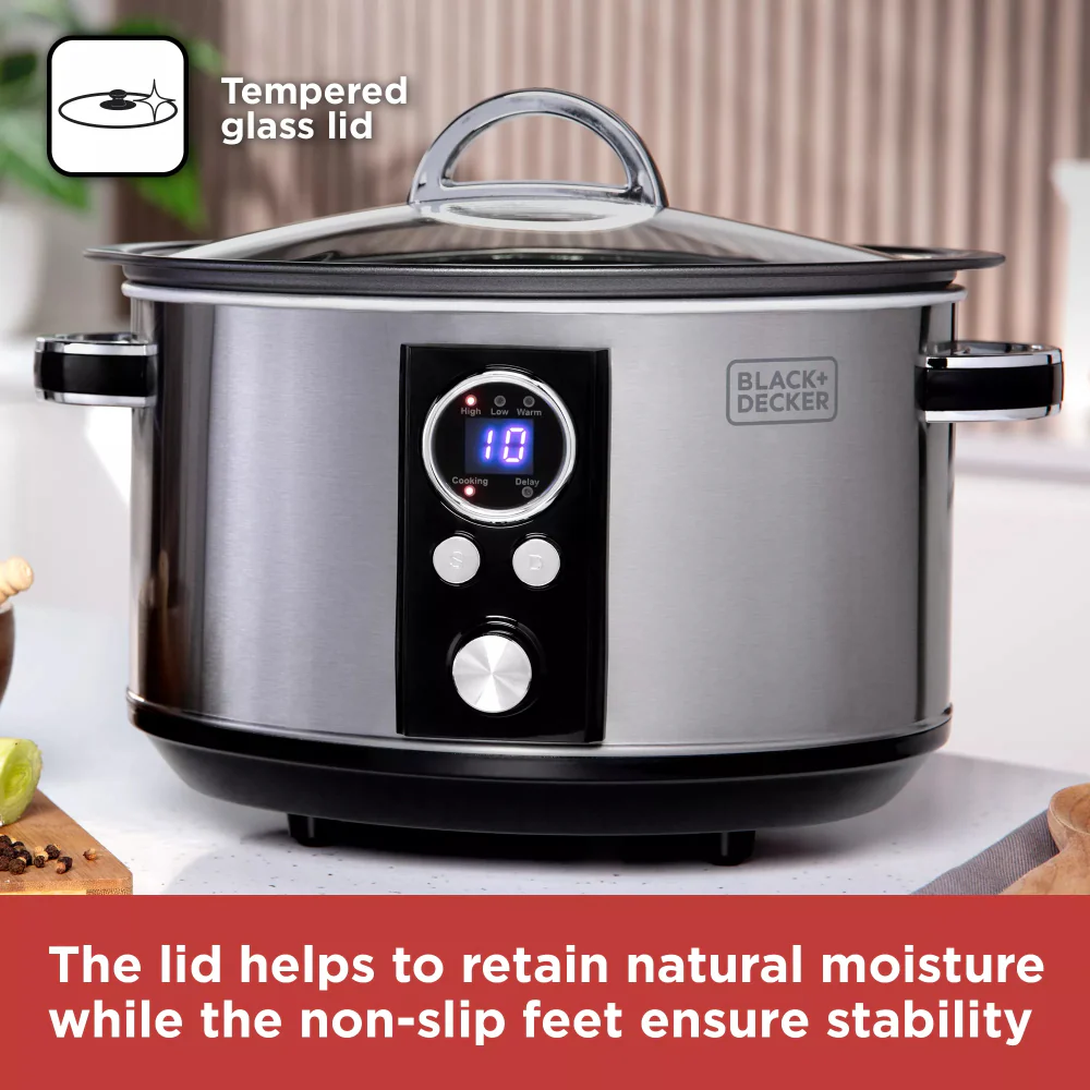 Black + Decker Digital Slow Cooker | 6.5L, Delay Start, Warm Setting - Image 7