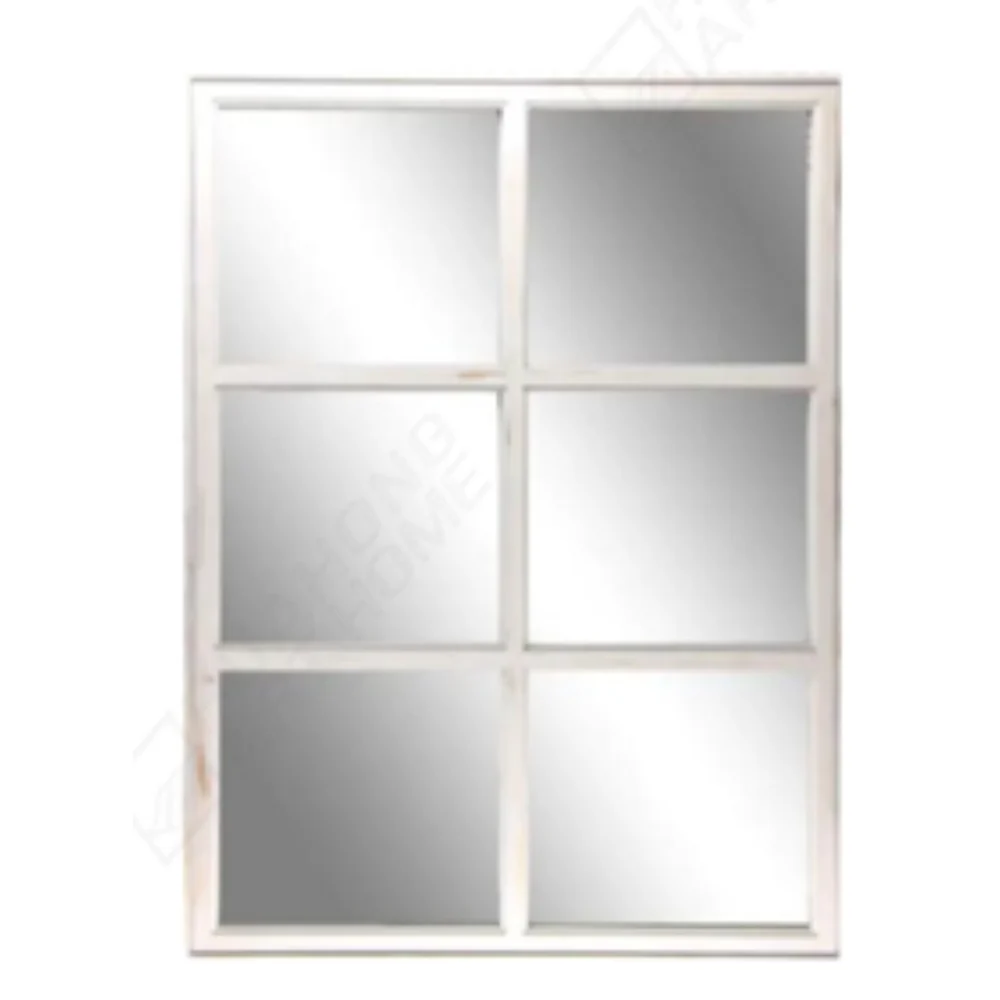 Black Six-Pane Window-Style Decorative Wall Mirror | 65 x 96cm