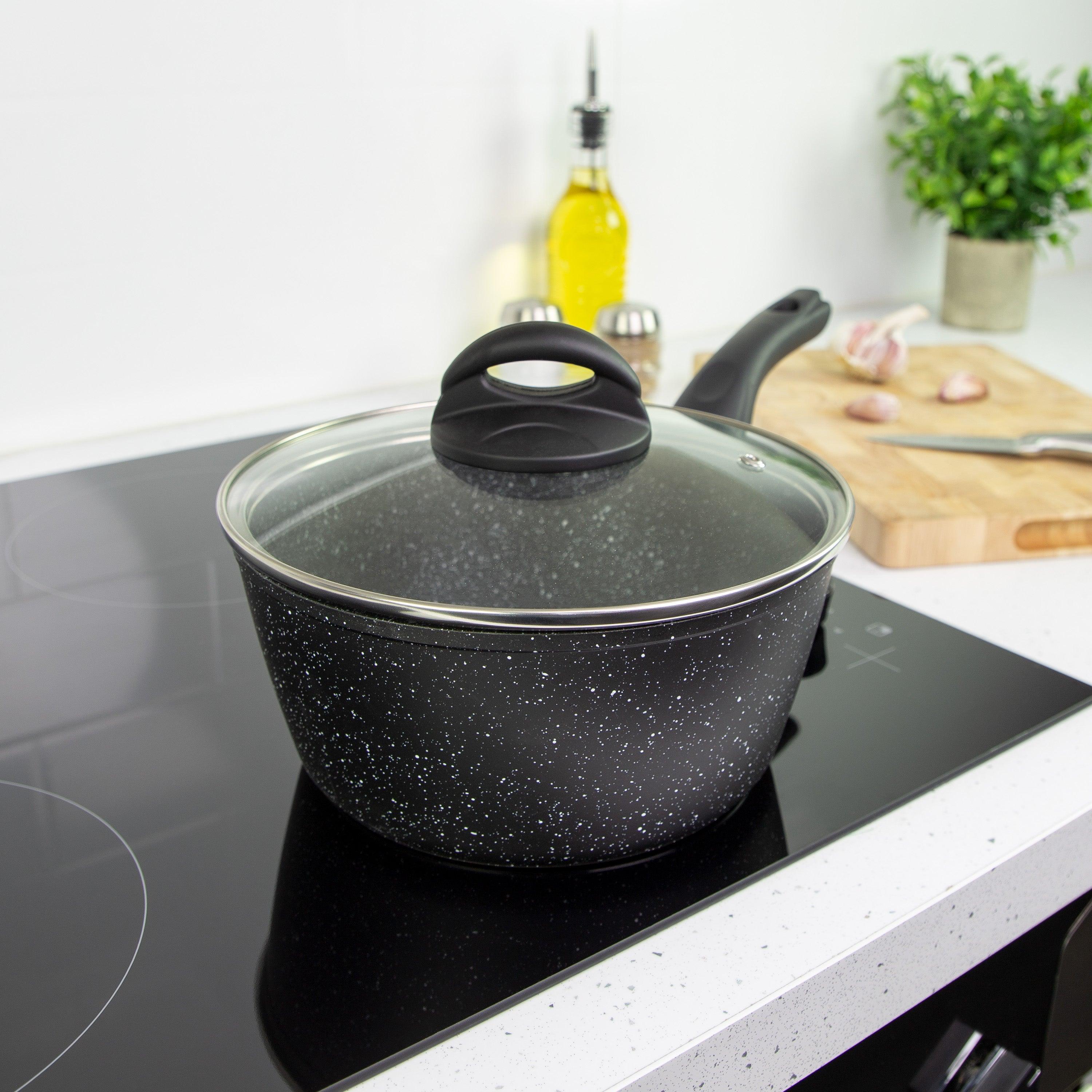 Blackmoor Classic Non-Stick Black Saucepan with Lid | 20cm - Image 4