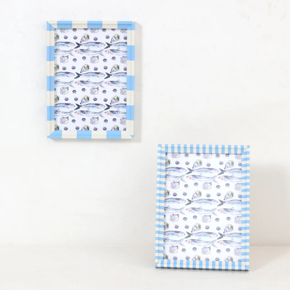 Blue Stripe Coastal Frame Set | 2 Pieces, 5 x 7in, Assorted Designs - Image 2