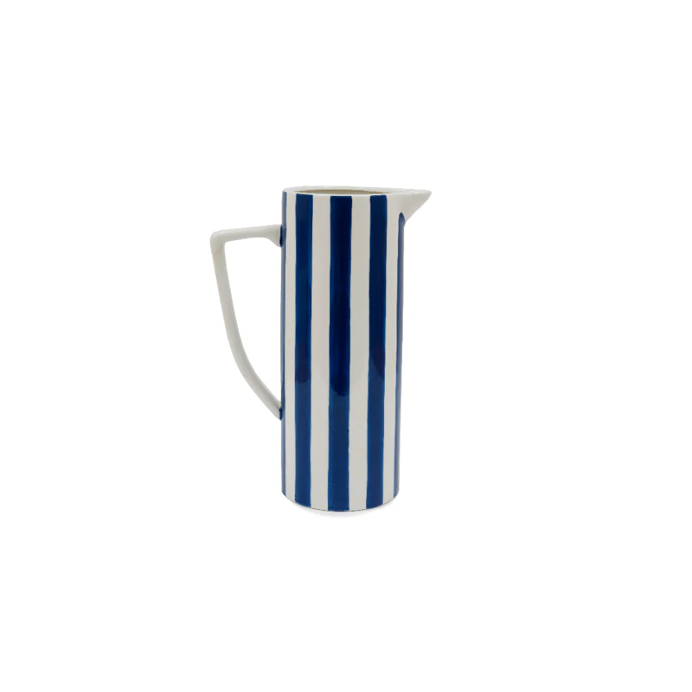 Blue Stripe Tall Decorative Vase | 33cm Height, Striped Design