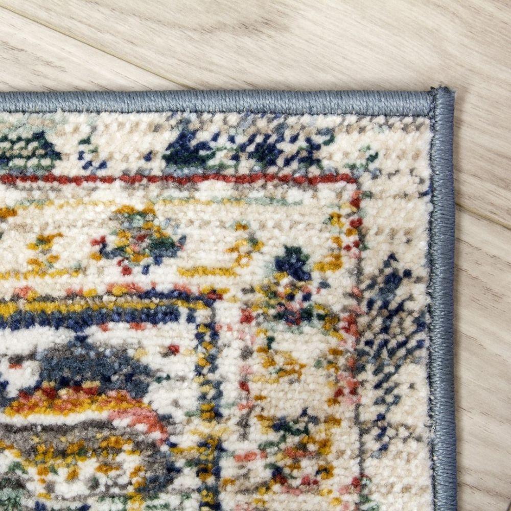 Boho Medallion Blue Rug | Vintage Distressed Design - Image 3