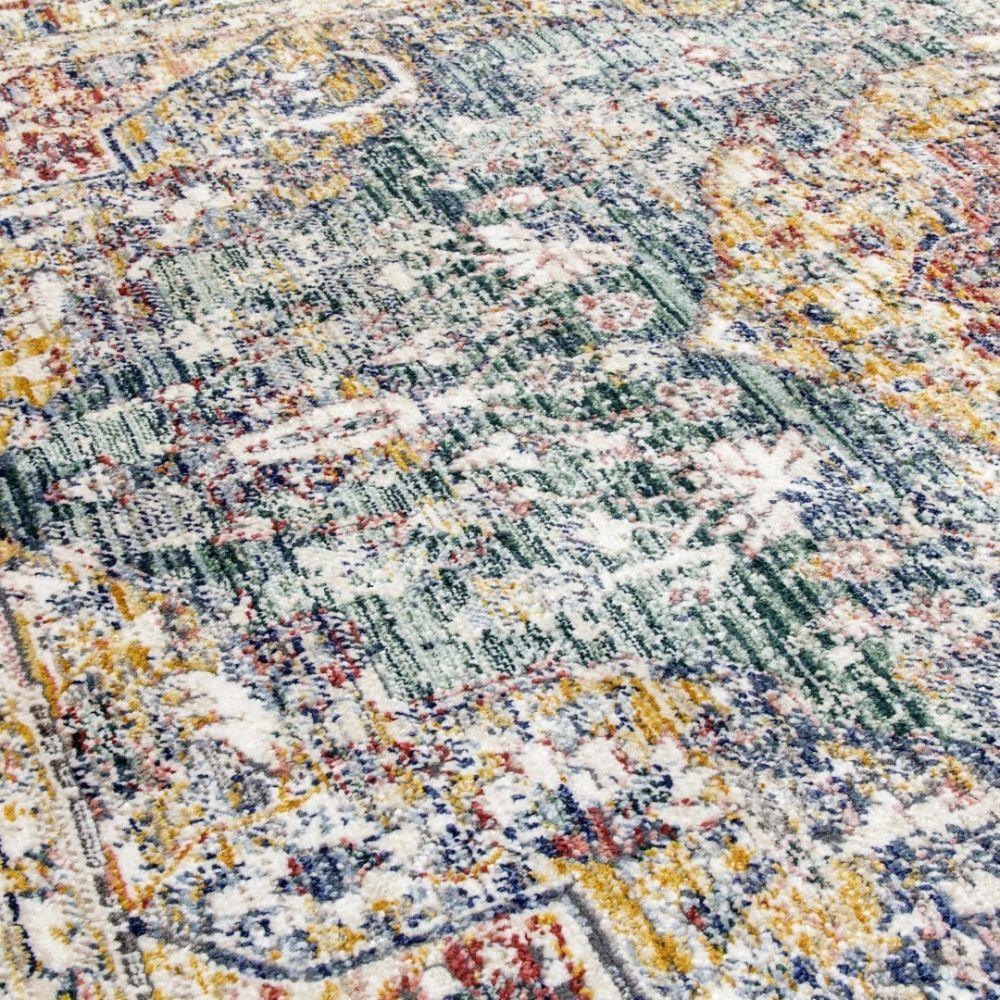 Boho Medallion Green Rug | Vintage Distressed Design - Image 4