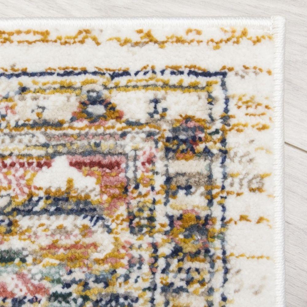 Boho Medallion Natural Cream Rug | Vintage Distressed Design - Image 3