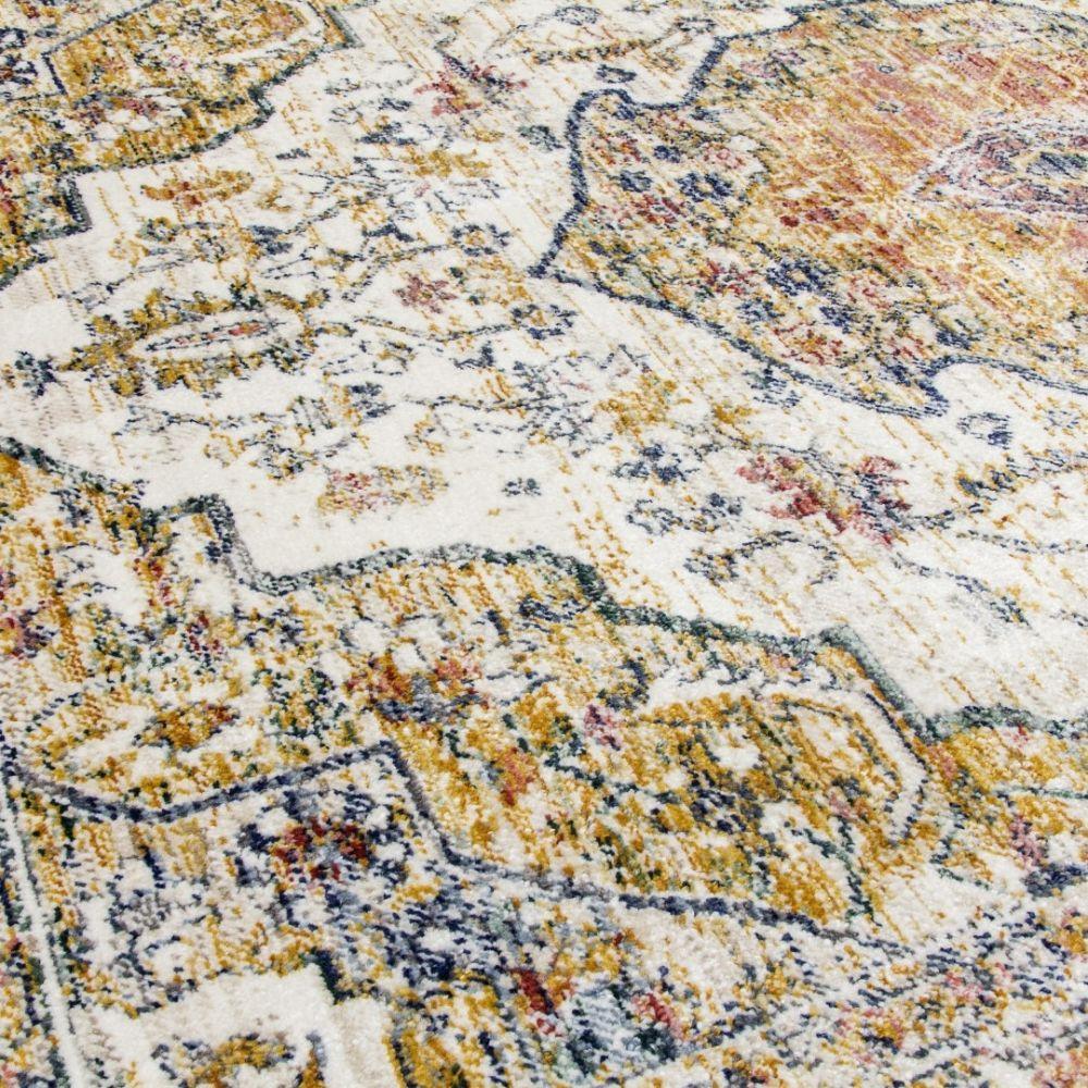 Boho Medallion Natural Cream Rug | Vintage Distressed Design - Image 4