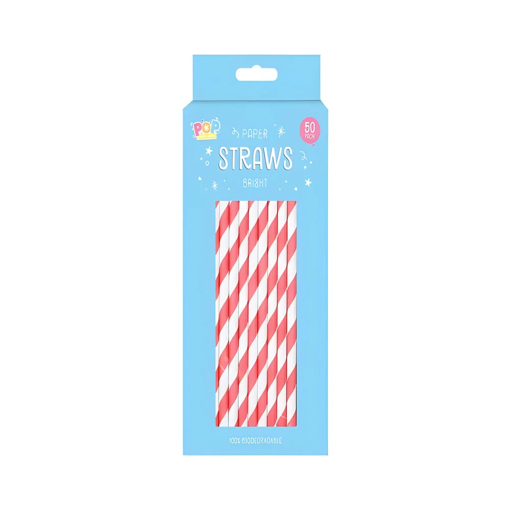 Bright Candy Stripe Paper Drinking Straws | Assorted Colours, Pack of 60 - Image 3