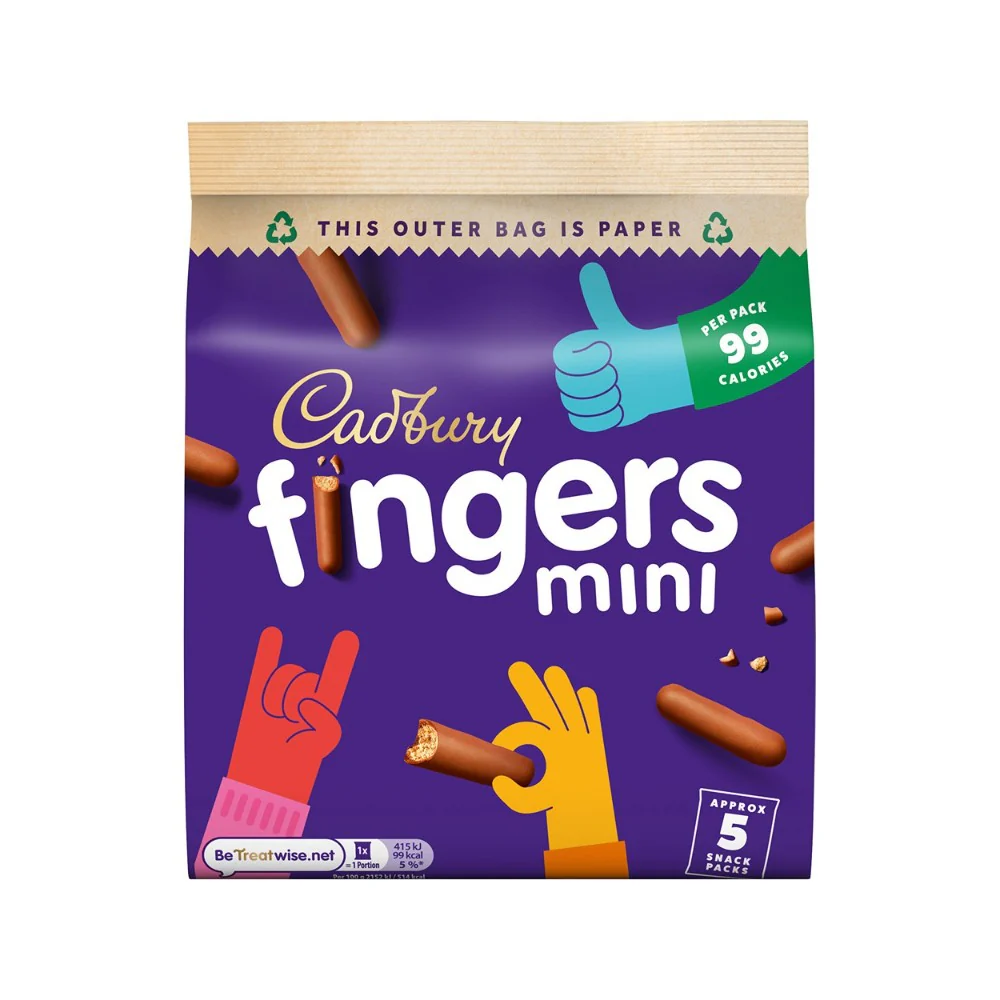 Cadbury's Mini Fingers Chocolate Coated Biscuit Fingers | Pack of 5, 97g