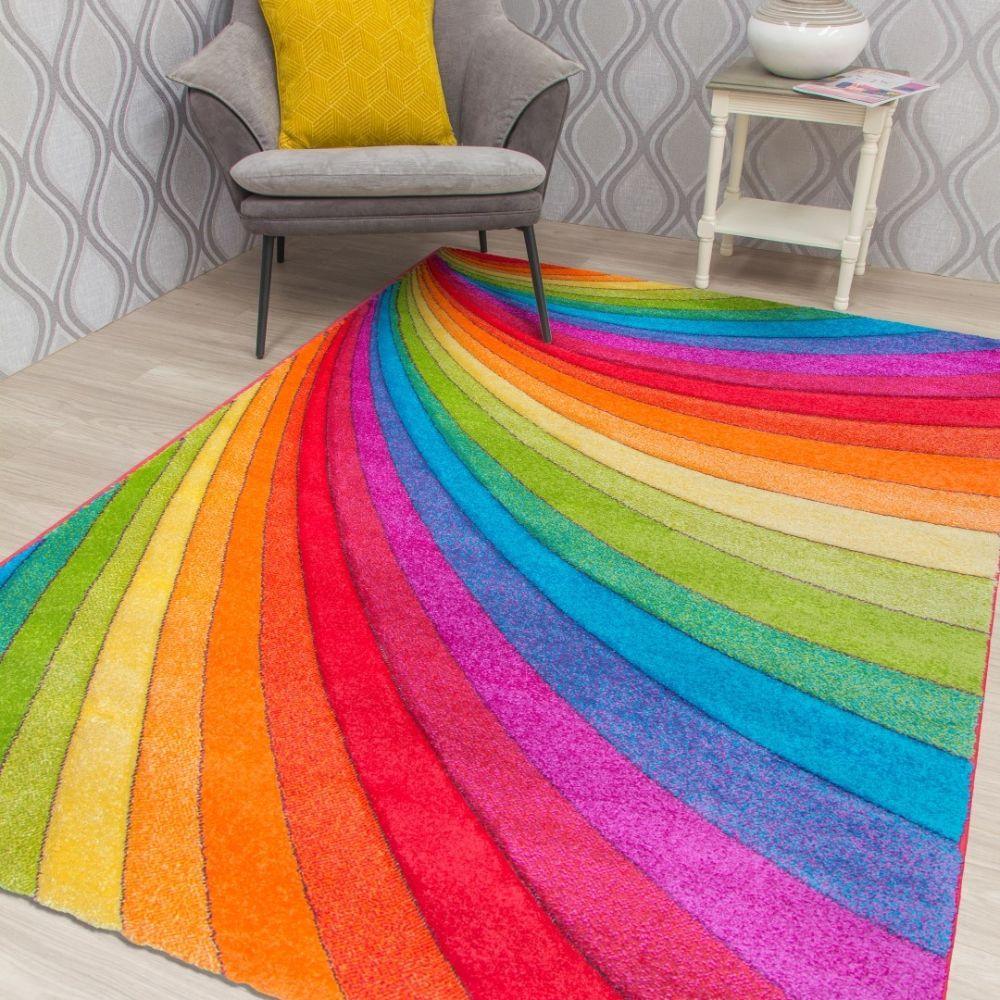 Candy Modern Rainbow Multicoloured Rug | Vivid Colours - Image 2