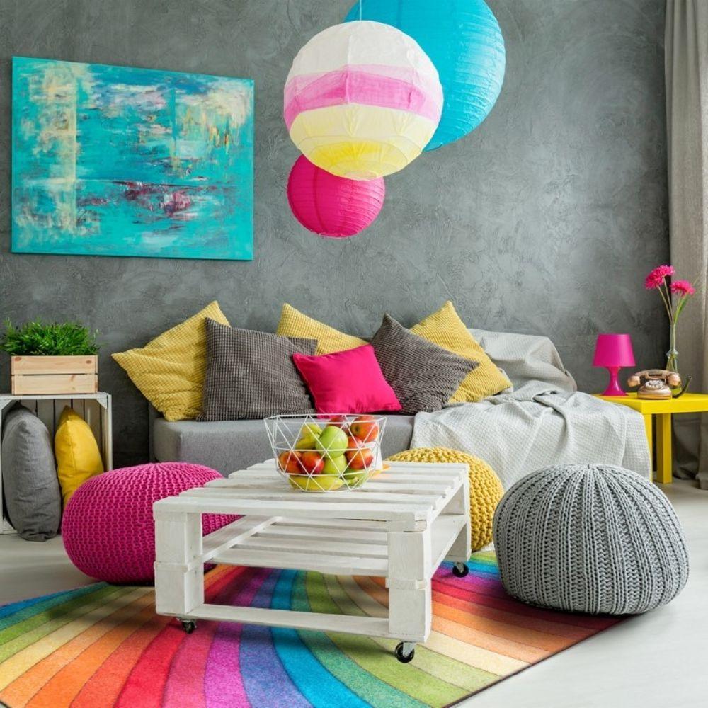 Candy Modern Rainbow Multicoloured Rug | Vivid Colours - Image 3