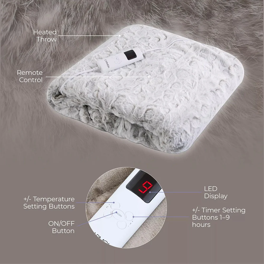 Carmen Animal Skin Electric Heated Blanket | Ultra Plush, Wired Control - Image 7