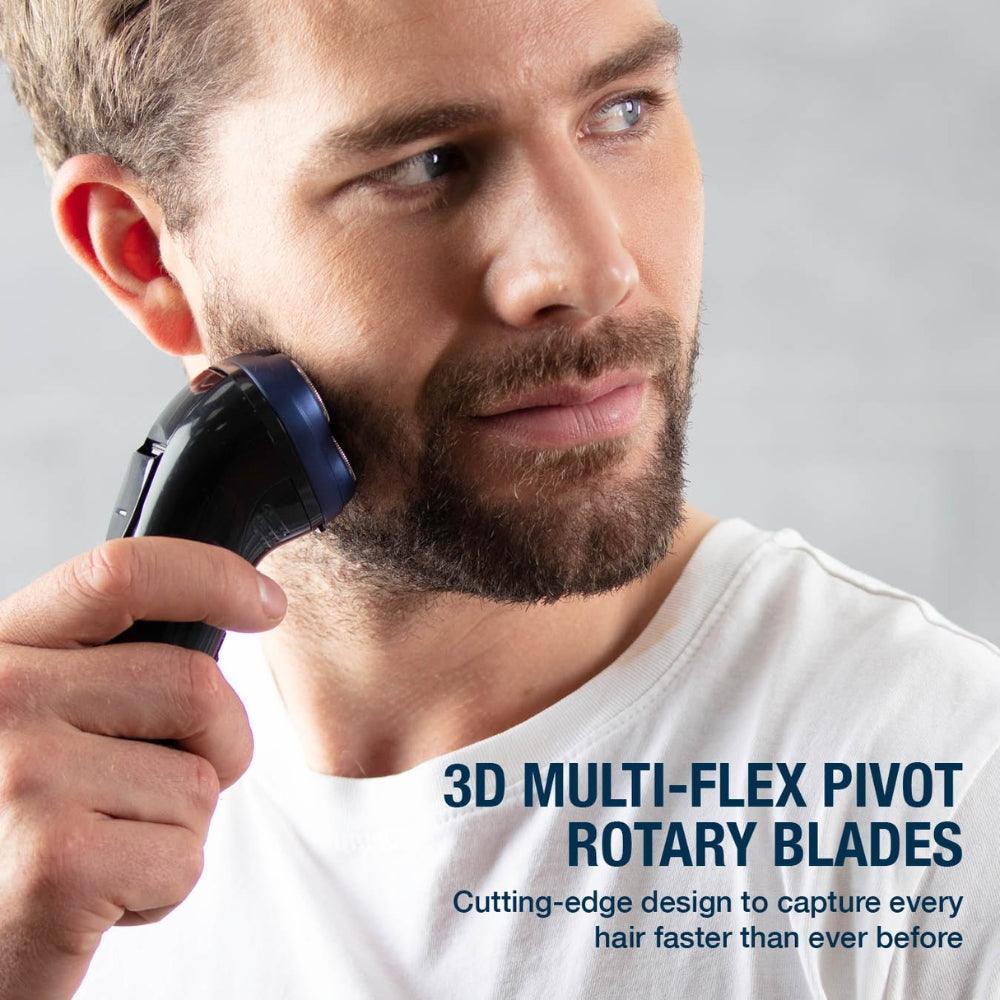 Carmen Midnight Blue Triple Head Flex & Pivot Cordless Shaver - Image 3