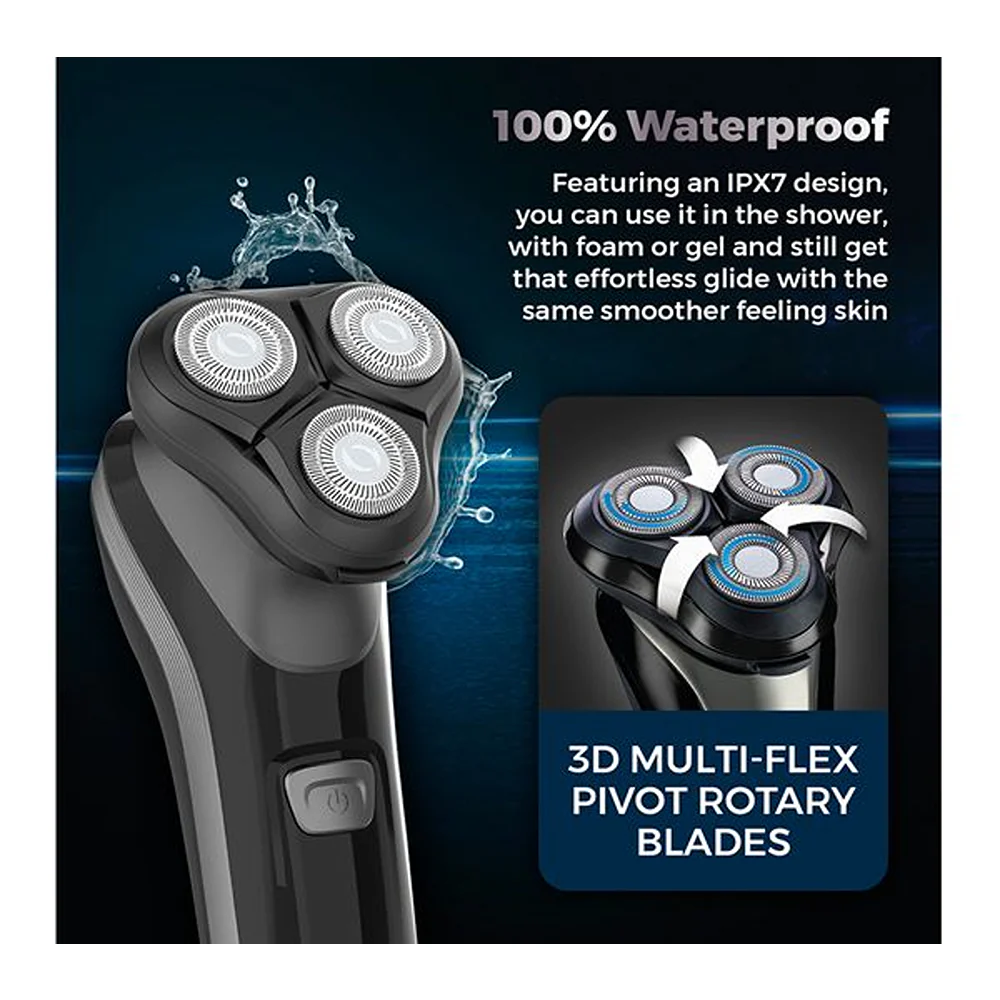 Carmen Professional IPX7 Rotary Electric Shaver | Triple Head, LED Display - Image 3
