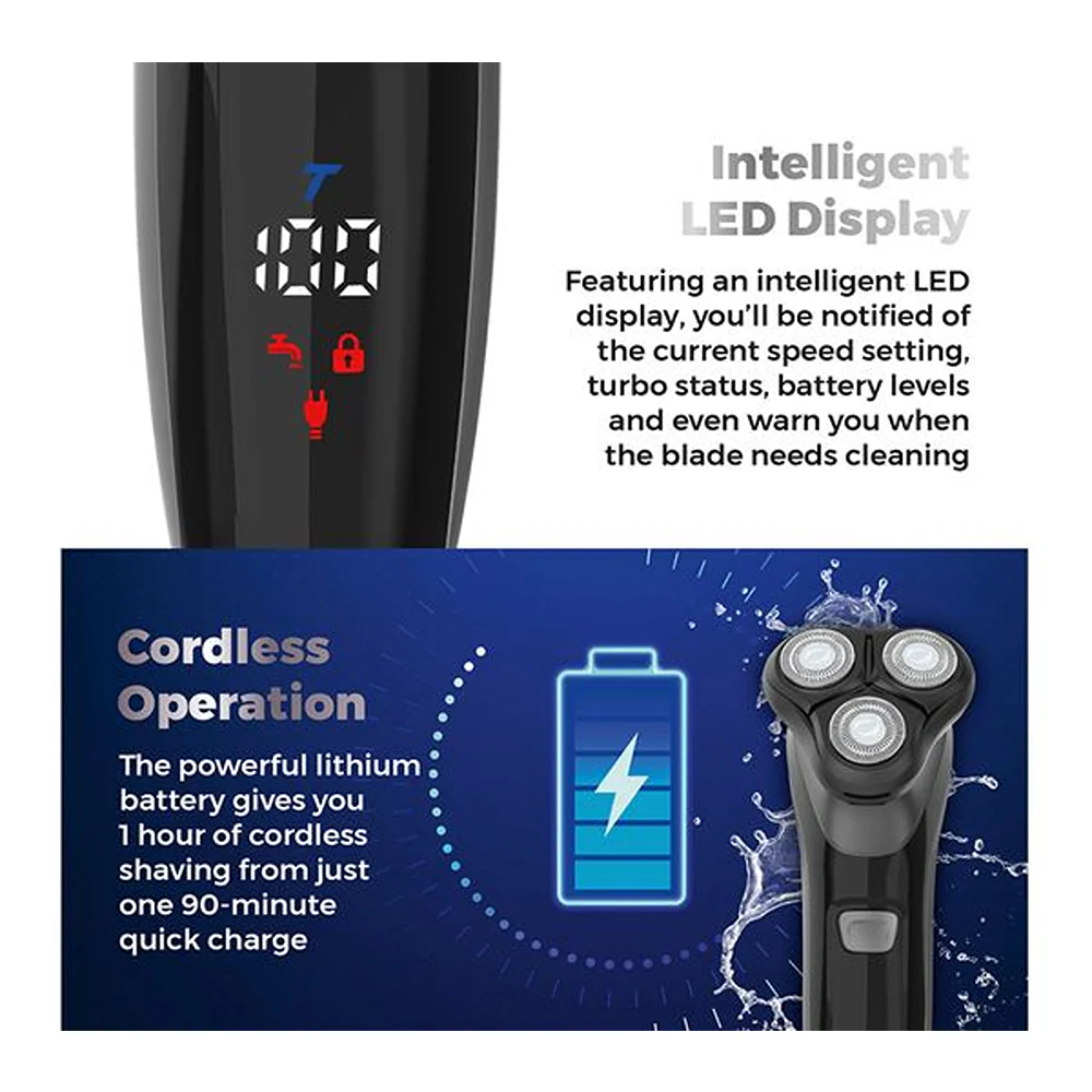 Carmen Professional IPX7 Rotary Electric Shaver | Triple Head, LED Display - Image 5