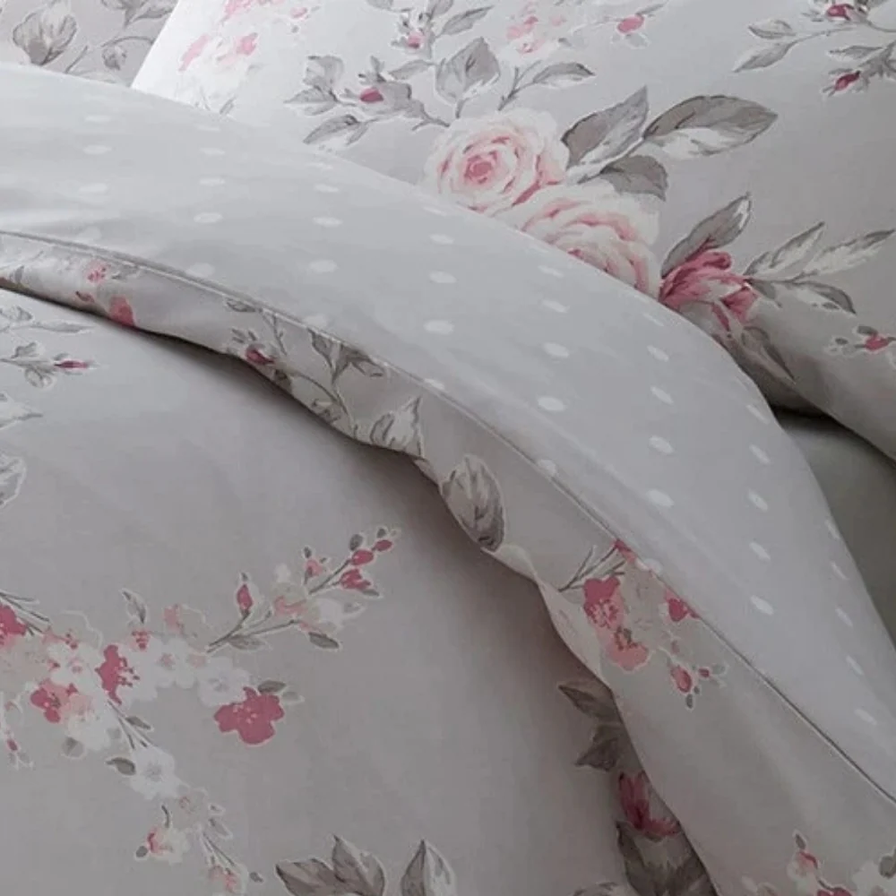 Catherine Lansfield Canterbury Grey Floral Quilt Set | Double - Image 3